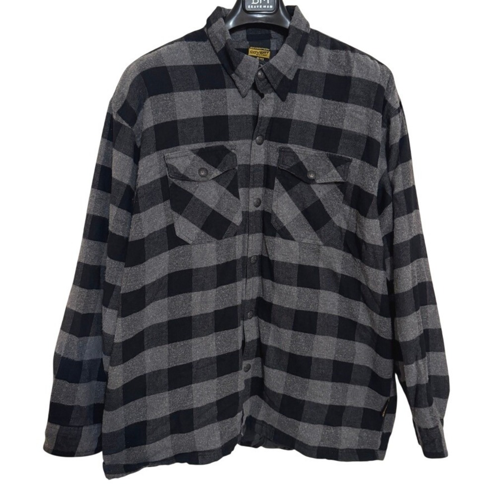 Scorpion Covert Moto Flannel Shirt Jacket Mens 4XL Gray Black Plaid Moto Gear
